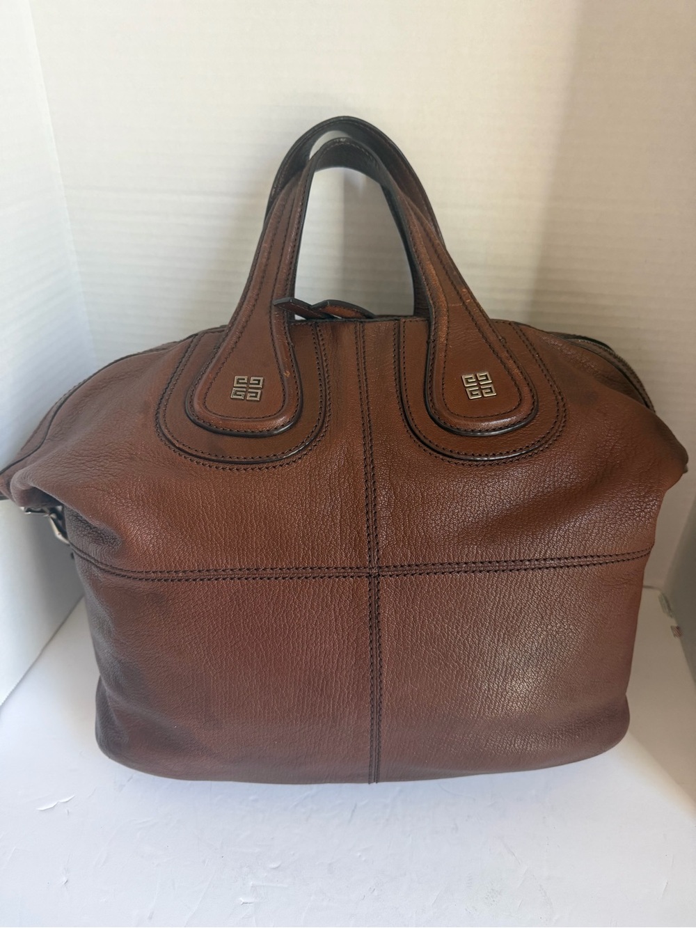Givenchy Brown Leather Satchel with Gold-Tone Hardware - Picture 3 of 15